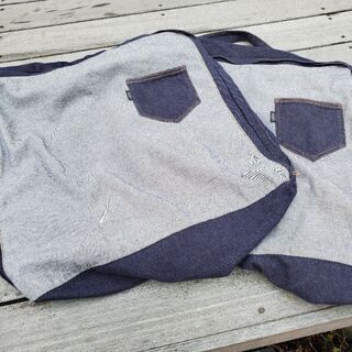 デニム調　布団収納　クッションとしても◎　2枚セット