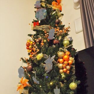 クリスマスツリー 150cmｽﾘﾑ 飾り･電飾･タイマー付の画像