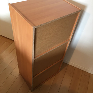 木製カラーボックス（ナチュラルウッド） 棚/ラック 3段の画像