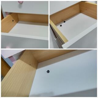 【中古】5段 ワイド チェスト　ホワイト×ピンク　可愛い　女の子の画像