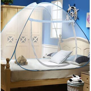 シングルベッド蚊帳 ワンタッチ ベビー 虫除け 蚊よけ モスキートネットPortable Pop Up Camping Tent Bed Folder Canopy Mosquito Net for single bedの画像
