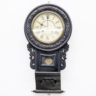 引取限定 ジャンク 精工舎 柱時計 大型10吋 鎌倉彫巻物型 ゼンマイ式振り子