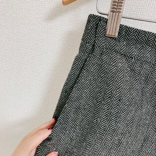 エヘカソポ　グレンチェックロングスカート　モノトーン　スリットスカートの画像