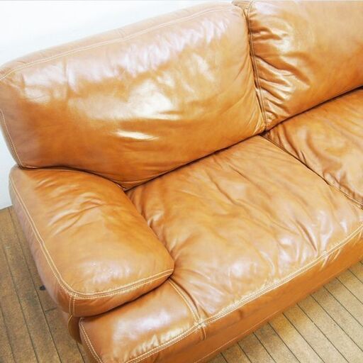 ヴィンテージ風 2人掛けソファ ブラウン 幅186 奥行90 高さ80cm (GA17)