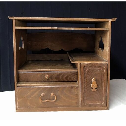 e434 小箪笥 桑 棚 小棚 小引出し 木製 古い小棚