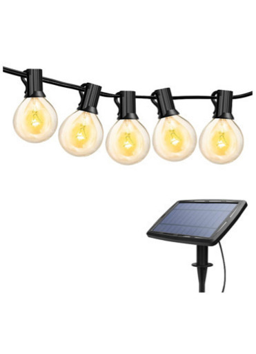 新品未使用 充電器ソーラーライトストリング 防雨型 予備電球2個 全長8.2m 4発光モード