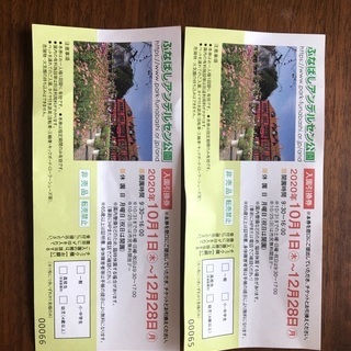 千葉県アンデルセン公園チケット２枚　有効期間１２月２８日