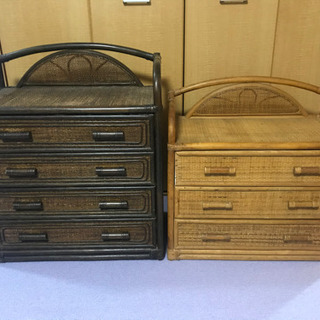 籐ラック2つ　籐タンス2つ　の画像