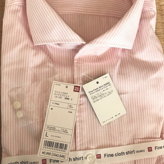 ユニクロ ファインクロスストライプシャツ L 未使用の画像