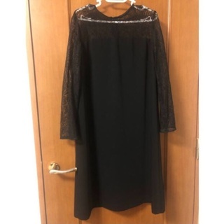 レースワンピース　レースコンビ ワンピース 黒　結婚式　ブラック　レース　UPCB レースコンビ ワンピース ユナイテッドアローズ 結婚式ワンピース 披露宴ワンピース　結婚式　披露宴　パーティー　パーティードレスの画像