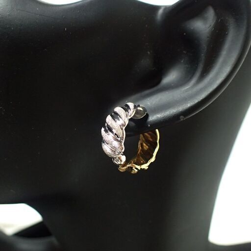 E397 K18 K14 コンビ イヤリング 3.6g リバーシブル レディース 片耳