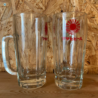 旧ロゴ　アサヒビール　中ジョッキグラス　2個セット　昭和レトロの画像