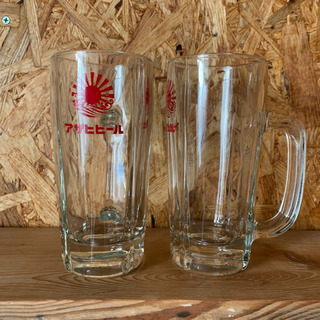 旧ロゴ　アサヒビール　中ジョッキグラス　2個セット　昭和レトロの画像