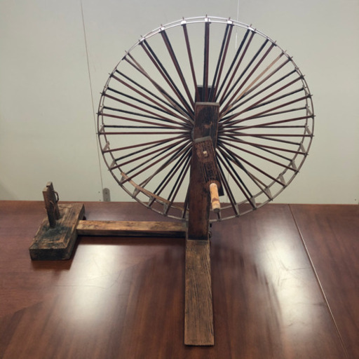 糸繰り機　糸車　取手付き　古民具