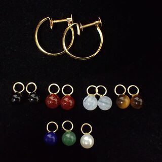 E398 K18 イヤリング 1.1g 替え用飾り ビーズ付き アクセサリーの画像