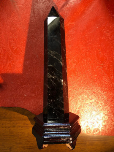 新品:【地鎮に最適】モリオン六角柱約784g(台座込約940g)