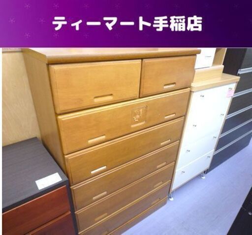 6段整理タンス 幅80cm 木製チェスト カントリー調 たんす 衣類収納 ナチュラルカラー