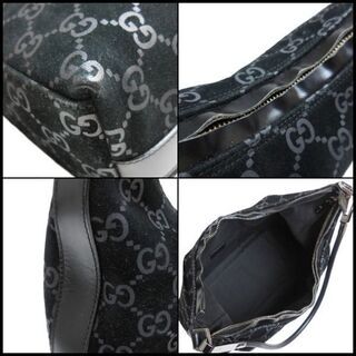 GUCCI グッチ GG スエード ショルダーバッグ ハンドバッグ 黒 ブラック