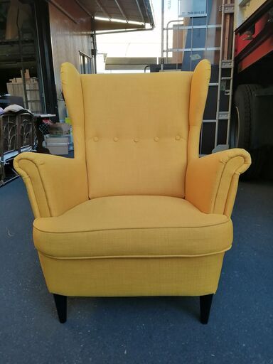 【現地取引限定】【破れ無し】☆IKEA　一人掛けソファ【黄色】☆