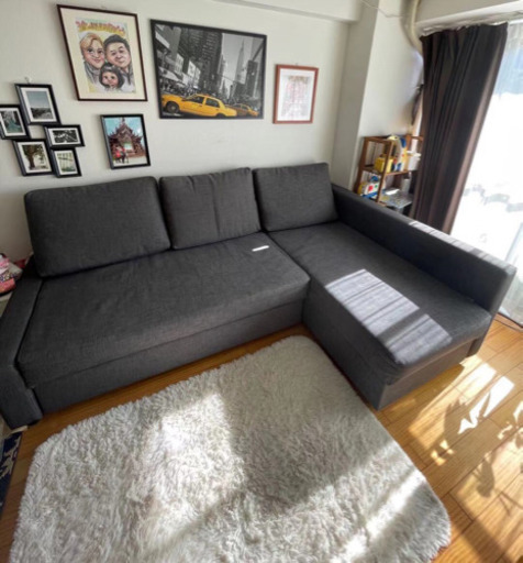 IKEAソファーとダブルベッド両用大容量収納