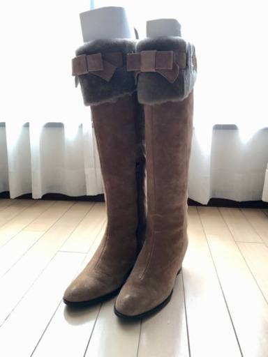 Bridget Birkin ブリジットバーキン ボア付リボンブーツ23.5cm