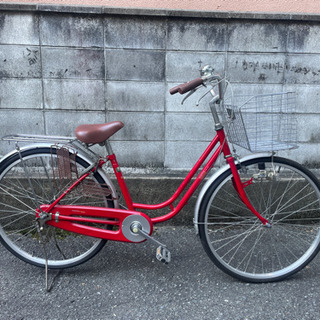 レッド　中古ママチャリ 26インチ 点検整備済