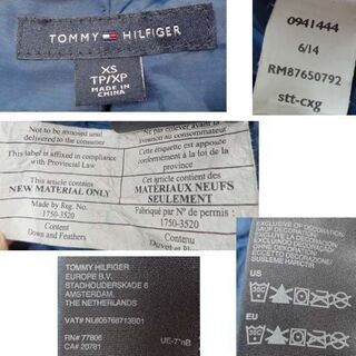TOMMY トミーヒルフィガー レディース ダウンジャケット ブルー XS TP/XP 着用印象Mサイズ フェザー混 HILFIGER 冬 コート ジャンパー ウエスト細身  ☆ PayPay(ペイペイ)決済可能 ☆ 札幌市 豊平区 平岸 アウトレットモノハウスの画像