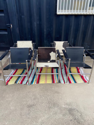 ハラコ　レザー　チェアー　5脚