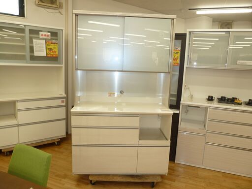 高級☆k102☆高級食器棚・レンジボード☆パモウナ☆幅1200㎜☆ブルモーション機能付き☆近隣配達、設置可能