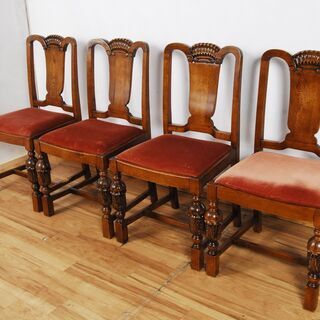 4145 貴重 英国 アンティーク ダイニングチェア ブルボーズレッグ バルボスレッグ 4脚セット 高さ91cm 座面高さ47cm 愛知県岡崎市 直接引