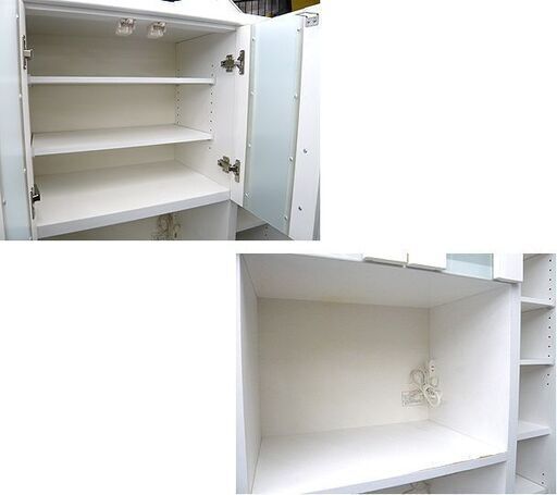 〇 札幌 レンジボード 幅88㎝ 高さ181㎝ 白 ホワイト エナメル 食器棚 キッチン収納 本郷通店