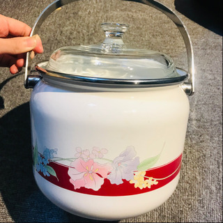 日本製ホーロー容器ガラス蓋未使用