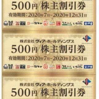 パステル・備長扇屋などで使えるヴィアホールディングス 500円 割引券