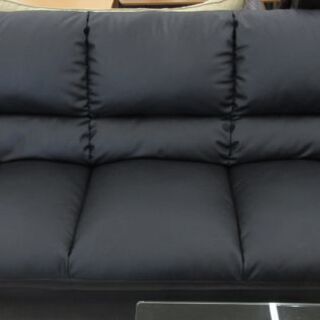 札幌市清田区 ニトリ 3Pソファ 合皮 レザーソファ 3人掛け ブラック 黒 