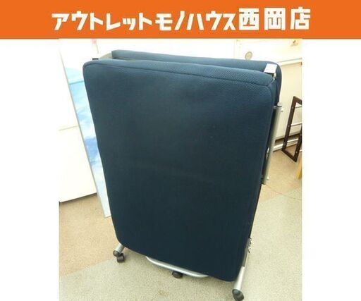 折りたたみベッド スリム 布製メッシュ ネイビー 幅60cm ミニベッド シングルベッド　西岡店