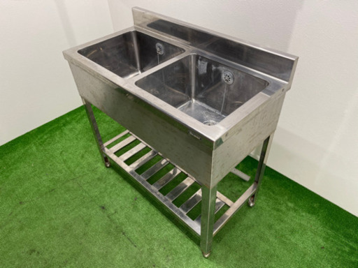 業務用　ステンレス　2層シンク流し台 店舗　飲食店　W900xD450xH800mm