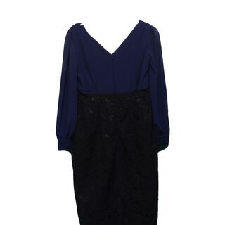 ネットフリーマーケット★DressLineビショップスリーブ シフォントップス コードレーススカート ドッキング ワンピース ドレス　サイズM★の画像