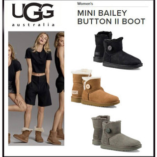 【極美品】アグ 23cm ミニベイリーボタン　UGG ムートンブーツ　グレーの画像