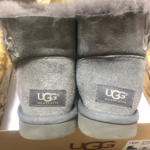 極美品】アグ 23cm ミニベイリーボタン UGG ムートンブーツ グレー