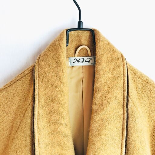 古着 ヴィンテージ カシミヤ混ガウンコート　ブラウン　日本製　無地