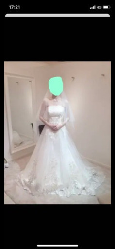 ソフトマーメイドウェディングドレス オフホワイト 7号　パニエ付き