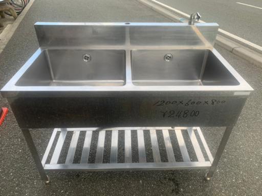 ☆中古品　2槽シンク　1200x600x800mm☆