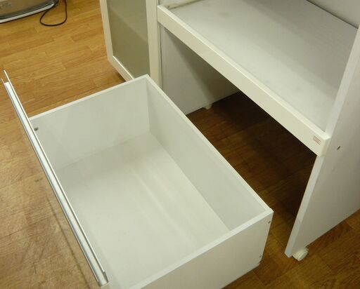 キッチンカウンター lily 幅110㎝ ミドルレンジボード 家電ボード キッチン収納 鏡面塗装 コンセント付き キャスター付き ホワイト 西岡店