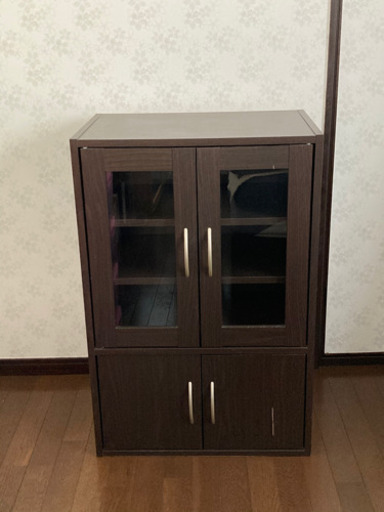 ニトリ　食器棚　ブラウン