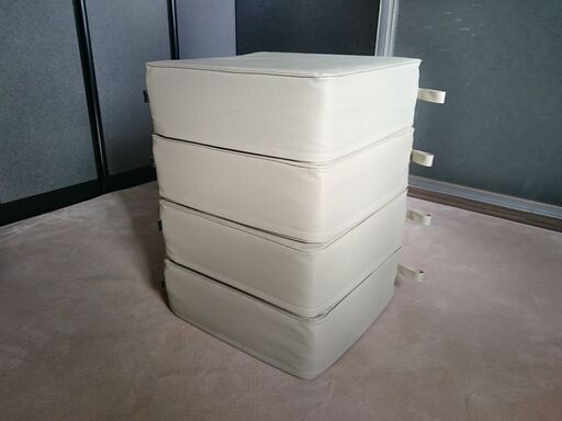 PVCレザー クッション 角型 45x45x15cm ベージュ 4個組
