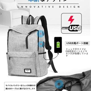 リュック PCバック ビジネスリュック 大容量 USB充電ポートイヤホン穴付きの画像