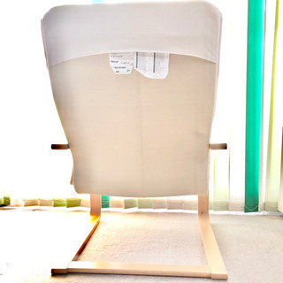 分解可 IKEA アームチェア　ナチュラル　木目　× 白地　座布団・座布団カバー・ボックスシーツ付き　イケア　ロッキングチェアの画像