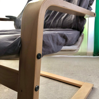 分解可 IKEA アームチェア　ナチュラル　木目　× 白地　座布団・座布団カバー・ボックスシーツ付き　イケア　ロッキングチェアの画像