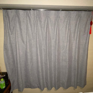 カーテン 浅いグレー 一級遮光 麻風の画像