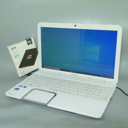 送料無料 1台限定 ホワイト ノートPC 中古美品 15.6型 東芝 T552/36HW Celeron 4GB 500GB Blu-ray 無線 カメラ Windows10 LibreOffice